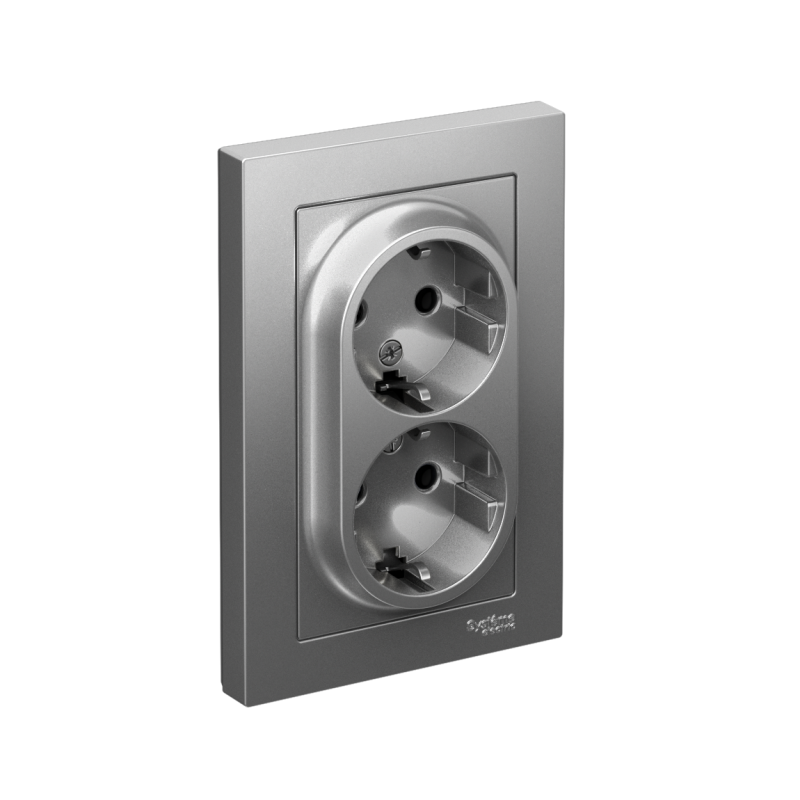 розетка 2-м сп atlasdesign 16а ip20 с заземл. в сборе сталь se atn000924 от BTSprom.by