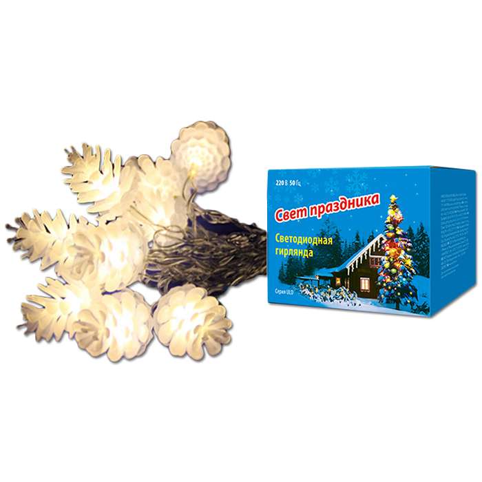 гирлянда светодиодная «шишки» uld-s0280-020/dta warm white ip20 pine cones 20led (дл.2.8м) uniel 9582 от BTSprom.by