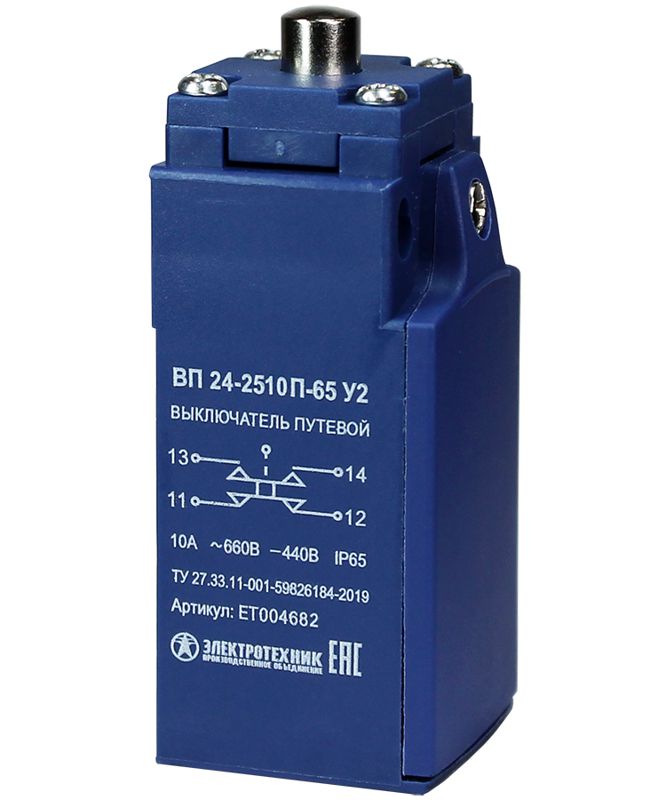 выключатель путевой вп 24-2510п-65 у2 1но+1нз 3а ip65 толкатель инерционный 20мм без сальника электротехник et004682 от BTSprom.by