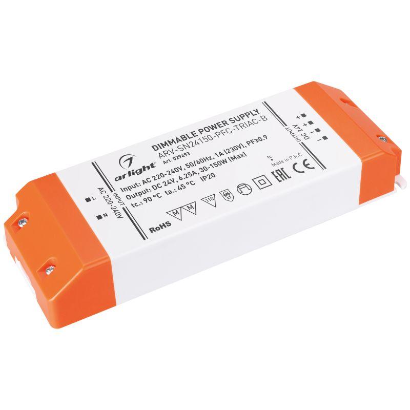 блок питания arv-sn24150-pfc-triac-b 24в 6.25а 150вт ip20 пластик 3 года arlight 029493 от BTSprom.by