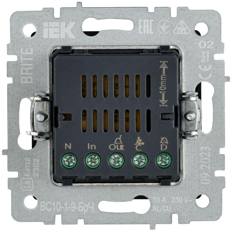  Кнопка звонка BRITE 10А ВС10-1-9-БрЧ для отелей с индик. механизм черн. IEK BR-V14-2-10-K02 фото в каталоге от BTSprom.by