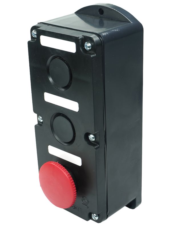 пост управления пке 222-3 у2 10а 660в 3 элемента черн. цилиндр и красн. гриб накладной ip54 электротехник et519079 от BTSprom.by