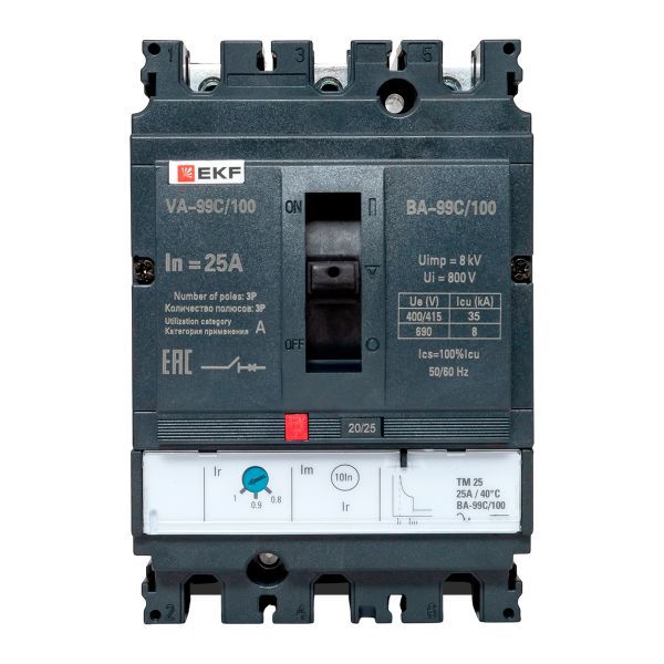  Выключатель автоматический 3п 100/25А 36кА ВА-99C Compact NS PROxima EKF mccb99C-100-25 фото в каталоге от BTSprom.by
