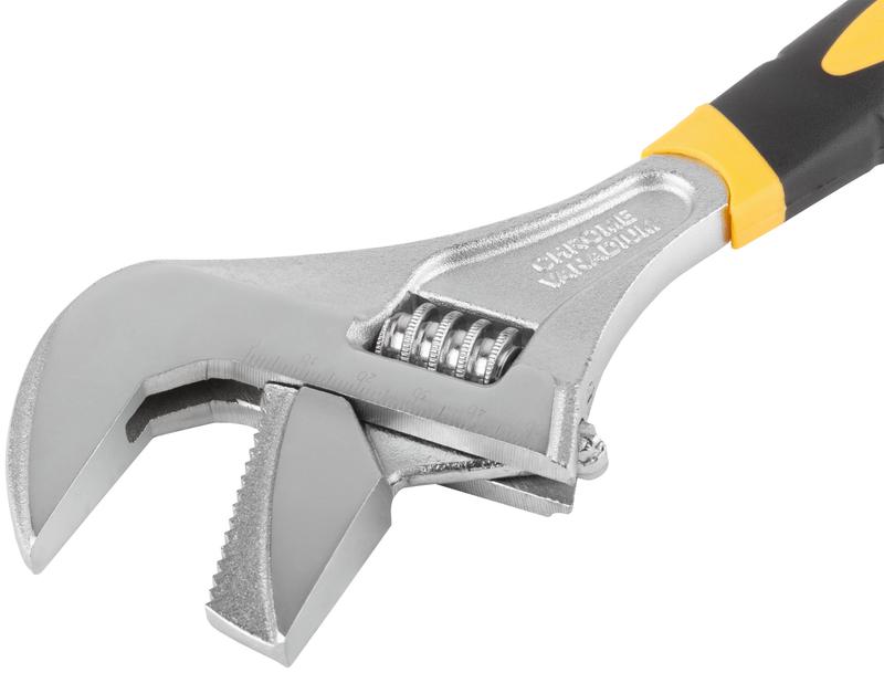  Ключ разводной "Техно" CrV узкие+переставная губки шкала увеличен. захват прорезин. ручка 250мм 52мм FIT 70190 фото в каталоге от BTSprom.by