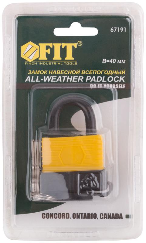  Замок навесной всепогодный 40х31мм стальная дужка 6мм FIT 67191 фото в каталоге от BTSprom.by