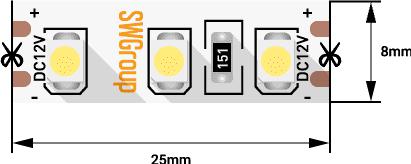 лента светодиодная стандарт 3528 120led/м 9.6вт/м желт. 12в ip20 со скотчем 3м (уп.5м) swg standard 00-00009246 от BTSprom.by