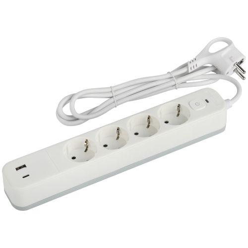 удлинитель с сетевым фильтром 4х3м с заземл. 10а usf-4es-3m-2xusbac-w +2xusba+c 3.1a с выкл. с базов. защитой эра б0059573 от BTSprom.by