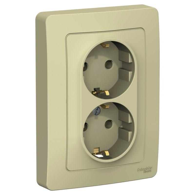 розетка 2-м сп blanca 16а ip20 250в с заземл. без защ. шторок беж. se blnrs001027 от BTSprom.by