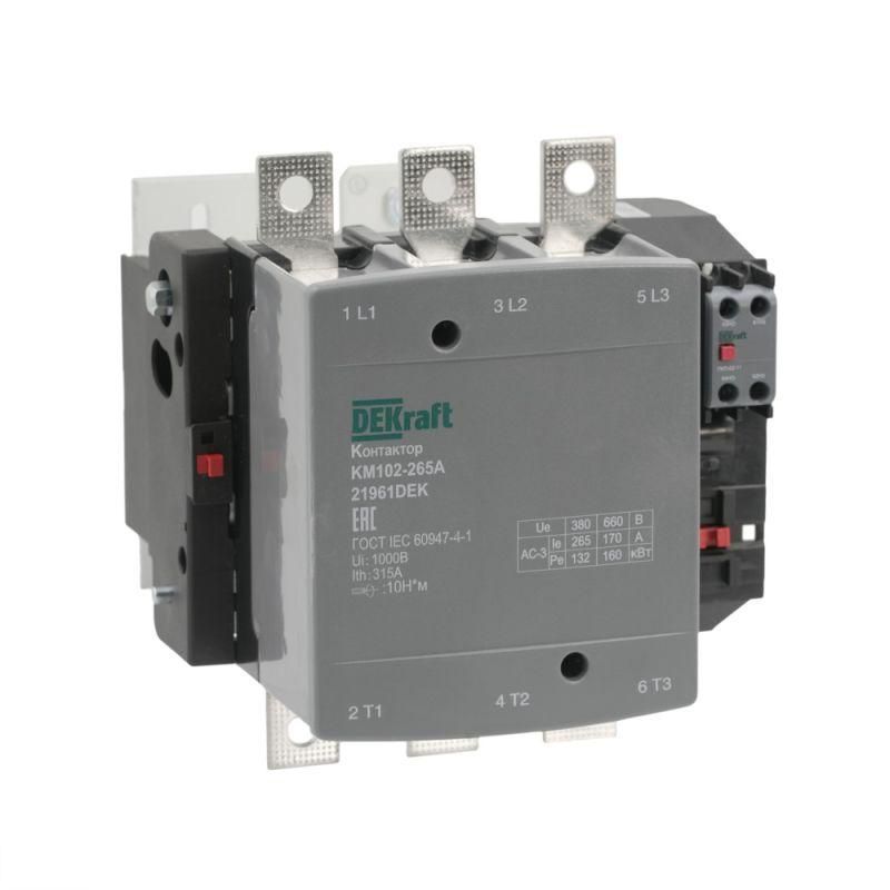 контактор 265а 220в ас ас3 ас4 1но+1нз км-102 dekraft 21961dek от BTSprom.by