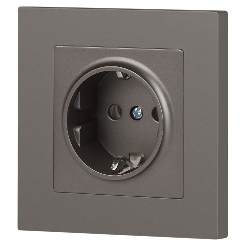  Розетка 1-м СП Accent 6-202-09 16А IP20 250В 2P+E Schuko титан Intro Б0063701 фото в каталоге от BTSprom.by