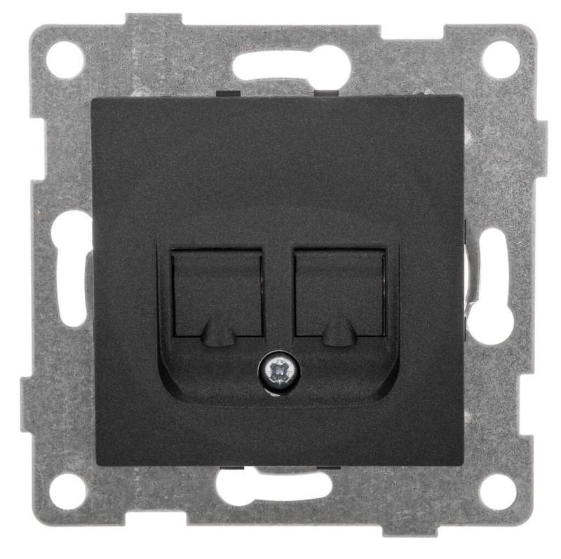 розетка компьютерная 1-м сп ugra rj45 механизм графит gusi с11к1-010 от BTSprom.by