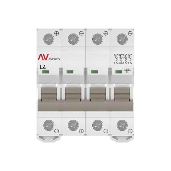  Выключатель автоматический модульный 4п L 4А 6кА AV-6 DC AVERES EKF mcb6-DC-4-04L-av фото в каталоге от BTSprom.by
