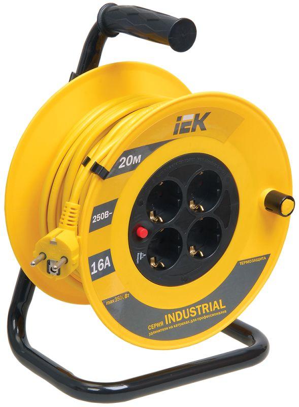 удлинитель на катушке 4х20м с заземл. 16а ip20 industrial ук20 3х1.5 термозащита iek wkp15-16-04-20 от BTSprom.by