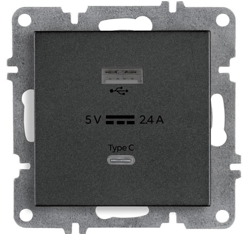 розетка lavin/karen usb + type-c механизм графит arvia 50 04 2000 304 от BTSprom.by