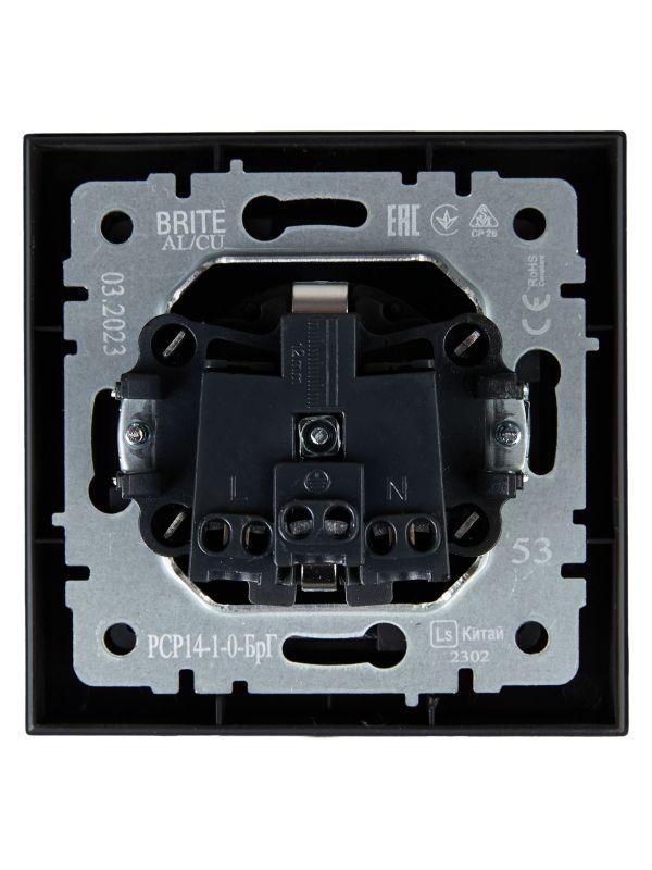  Розетка СП BRITE РСР14-1-0-БрГ 16А в сборе с заземл. защ. шторки графит IEK BR-R14-16-K53-F фото в каталоге от BTSprom.by