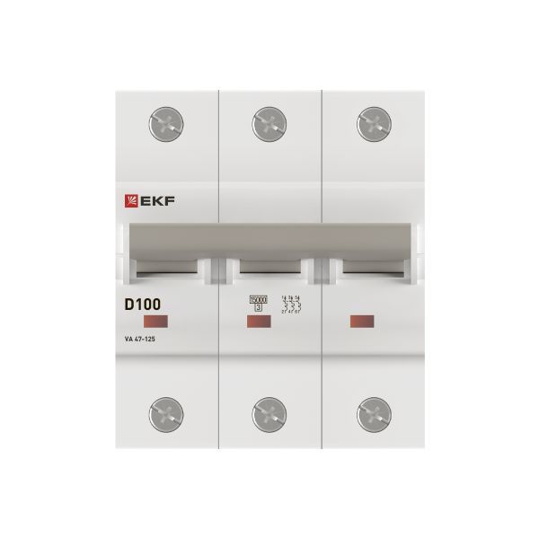  Выключатель автоматический модульный 3п D 100А 15кА ВА 47-125 PROxima EKF mcb47125-3-100D фото в каталоге от BTSprom.by