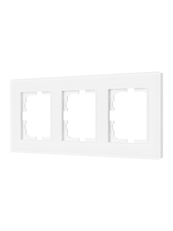 рамка 3-местн. гориз. vesna стекло бел. матов. lezard 742-5380-148 от BTSprom.by