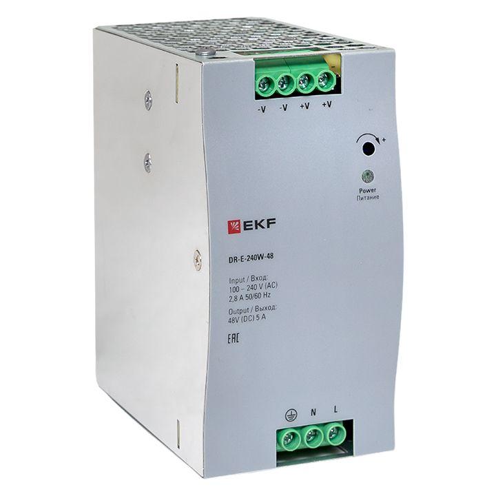 блок питания на din-рейку 240вт uвх ~ 220в ac uвых - 48в dc постоянного тока ekf dr-e-240w-48 от BTSprom.by