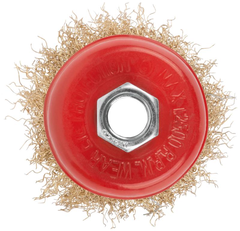  Корщетка чашечная гайка М14 стальная латунированная волнистая проволока 65мм КУРС 39036 фото в каталоге от BTSprom.by