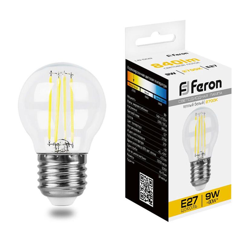 лампа светодиодная 9вт 230в e27 2700к прозрачн. lb-509 feron 38003 от BTSprom.by