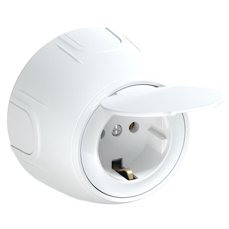  Розетка Rotondo с заземл. с защ. крышкой винтов. контакты бел. OneKeyElectro 7700946 фото в каталоге от BTSprom.by