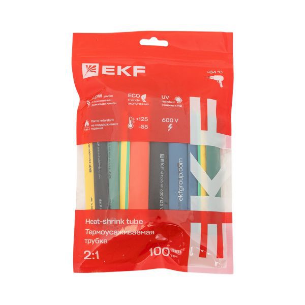  Набор трубок термоусадочных ТУТ 4/2; 6/3; 8/4; 10/5; 12/6 (7 цветов по 5шт 100мм) PROxima EKF tut-n-4-r фото в каталоге от BTSprom.by