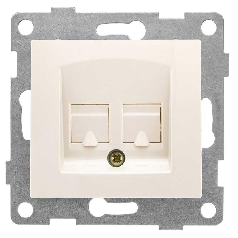 розетка компьютерная + телефонная 2-м сп bravo rj45 + rj12 механизм беж. gusi с10кт-003 от BTSprom.by