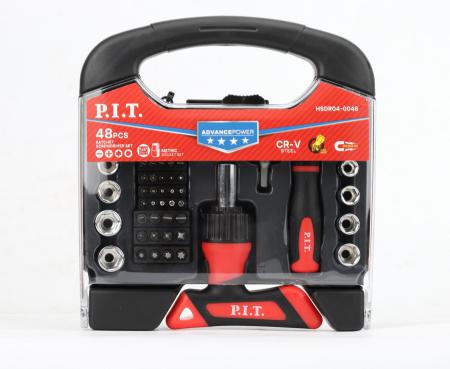 набор бит и головок с рукоятками advance 2 рукоятки; 2 адаптера (кейс) (48 предметов) p.i.t. hsdr04-0048 от BTSprom.by