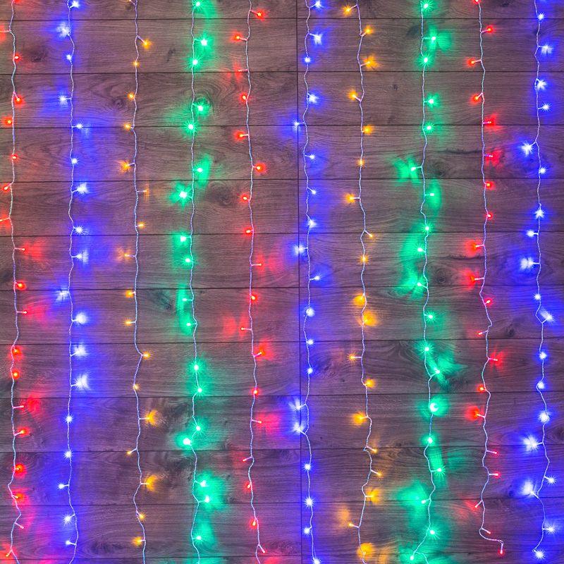 гирлянда светодиодная "светодиодный дождь" 2х3м 240led мультиколор 12вт 230в ip20 свечение с динамикой провод прозр. neon-night 235-069 от BTSprom.by