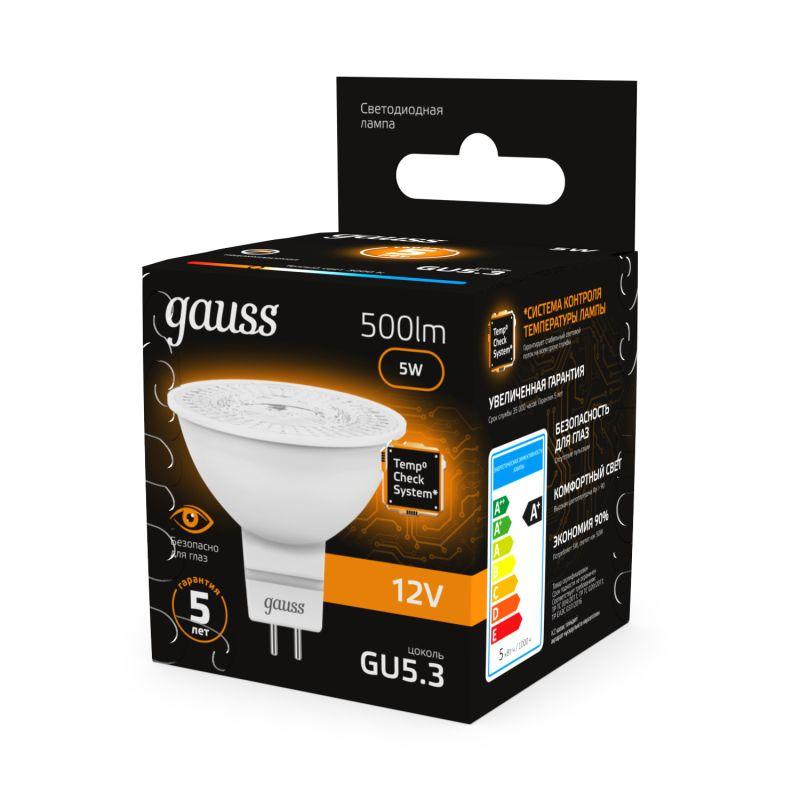 Лампа светодиодная Black 5Вт MR16 софит 3000К тепл. бел. GU5.3 500лм DC 12В GAUSS 201505105 фото в каталоге от BTSprom.by