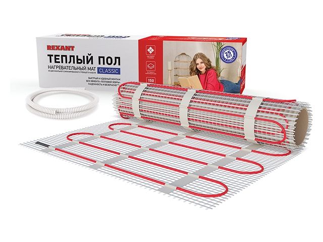 теплый пол (нагрев. мат)  classic rnx -6,0-900 (6,0м2, 0,5х12,0м, 900вт) rexant (тёплый пол rexant classic rnx -6,0-900 (площадь 6,0 м2 (0,5 х 12,0 м)), 900 вт,двухжильный с экраном) 51-0510-2 от BTSprom.by