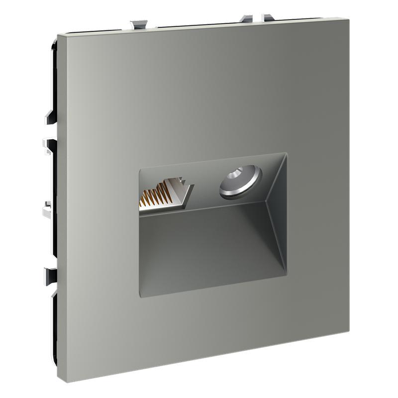 розетка телевизионная встраиваемая voltum s70 tv+rj45 кат. 6 сталь voltum vls060705 от BTSprom.by