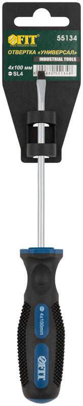  Отвертка "Универсал" CrV сталь прорезиненная ручка профи 4х100мм SL FIT 55134 фото в каталоге от BTSprom.by