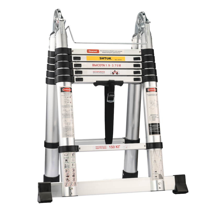лестница-стремянка телескопическая 1.9-3.85м (20103) shtok 376556 от BTSprom.by