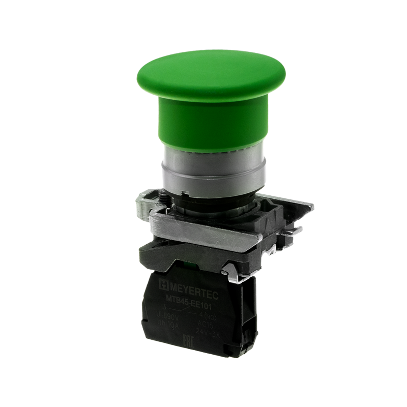 кнопка грибовидная 40мм пружиный возврат 1no ip65 металл mtb4-bc31 зел. овен 137136 от BTSprom.by