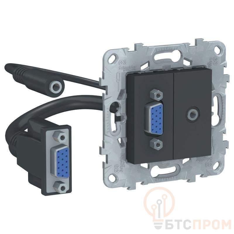 Розетка аудио/видео HD15 Unica New + Minijack механизм антрацит SchE NU593254 фото в каталоге от BTSprom.by  Розетка аудио/видео HD15 Unica New + Minijack механизм антрацит SchE NU593254 фото в каталоге от BTSprom.by