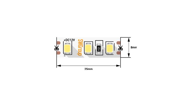 лента светодиодная стандарт 2835 120 led/м 9.6вт/м тепл. бел. 12в ip20 (уп.5м) swg standard 00-00007262 от BTSprom.by