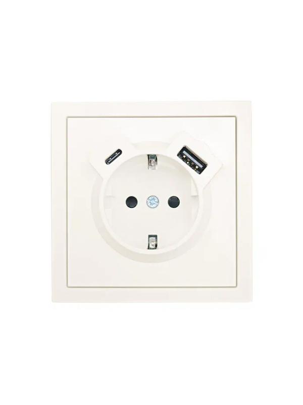  Розетка 1-мест. с/з Type-C+USB разъем СП ZIMA IP20 слон. кость LEZARD 704-9088-181TC фото в каталоге от BTSprom.by