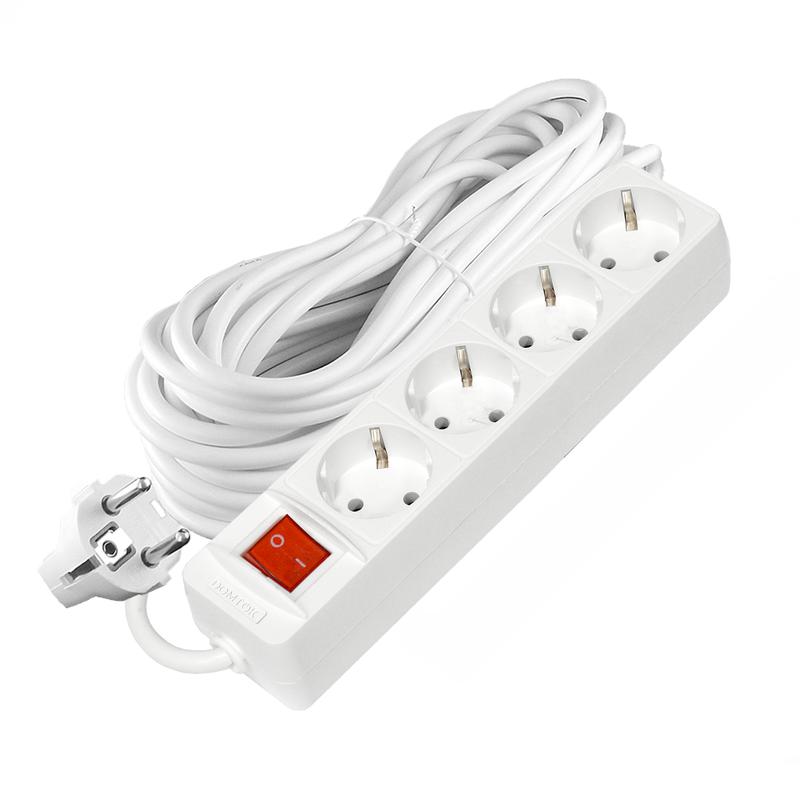 удлинитель 4х10м с заземл. 16а ip20 3х1 с выкл. бел. domtok 2405 от BTSprom.by