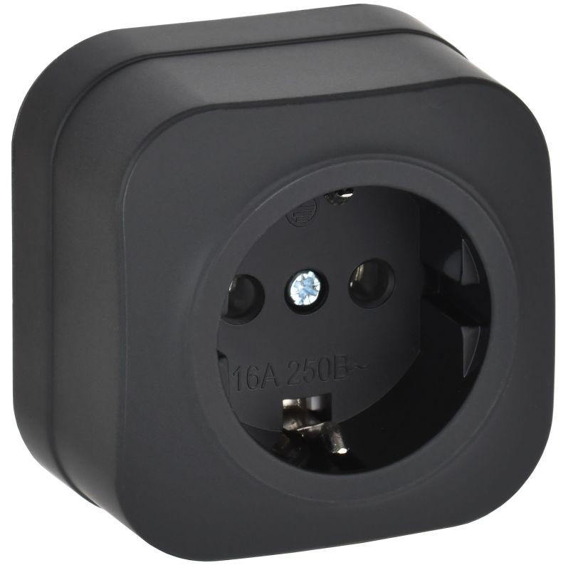 розетка оп glory рс20-3-хчм 16а с заземл. без защ. шторок черн. матов. iek erh11-k02m-16 от BTSprom.by