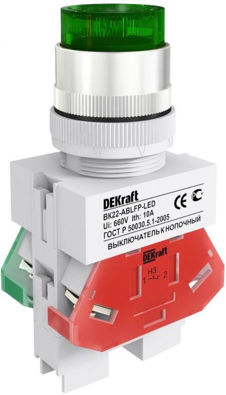 выключатель кнопочный led ablfp вк-22 d22мм 220в зел. dekraft 25026dek от BTSprom.by