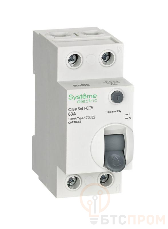 Выключатель дифференциального тока City9 Set 2п 63А 100мА A-S 230В SE C9R76263 фото в каталоге от BTSprom.by  Выключатель дифференциального тока City9 Set 2п 63А 100мА A-S 230В SE C9R76263 фото в каталоге от BTSprom.by