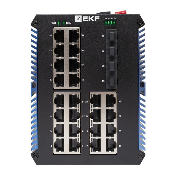  Коммутатор неуправляемый промышленный U-4GX/SFP-24GTP 4 порта 1000Base-X SFP 24 порта 10/100/1000Base-T(X) RJ45 c PoE монтаж на DIN-рейку TSX EKF TSX-U-4GX/SFP-24GTP фото в каталоге от BTSprom.by