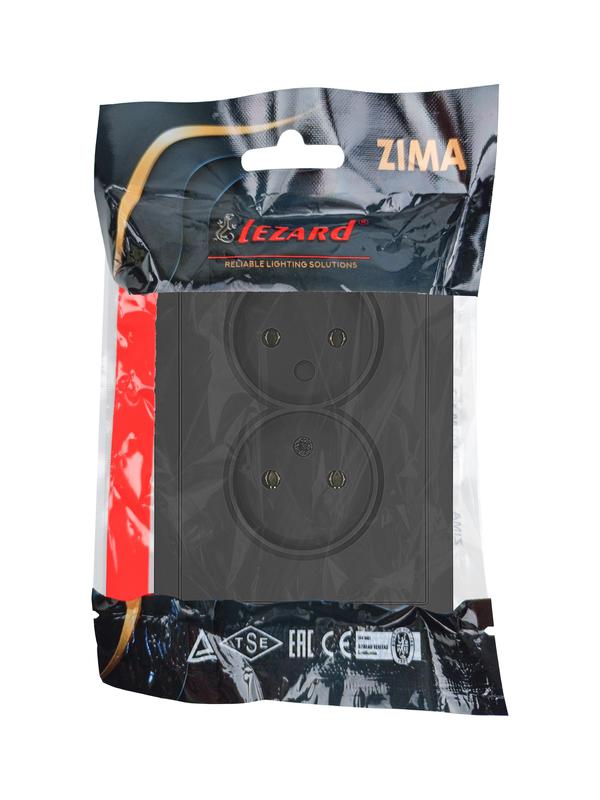  Розетка 2-мест. с/з СП ZIMA IP20 16А ПБТ безвинт. зажим черн. бархат LEZARD 704-4200-127BQC фото в каталоге от BTSprom.by