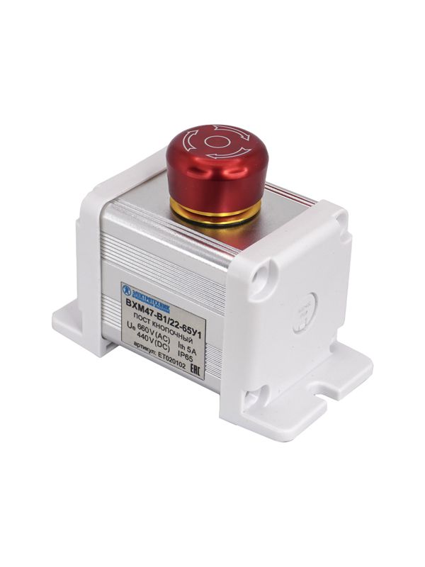 пост управления bxm47-b1/22-65у1 1 грибовидная кнопка с фиксацией 1c1no1nc красн. электротехник et020102 от BTSprom.by