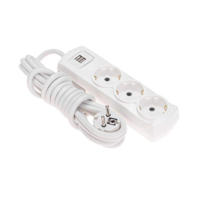 удлинитель premium 3 гнезда 3м 3х1.5кв.мм с/з 2 usb бел. rexant 13-4110 от BTSprom.by