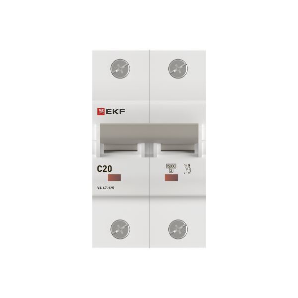  Выключатель автоматический 2п C 20А 15кА ВА 47-125 PROxima EKF mcb47125-2-20C фото в каталоге от BTSprom.by