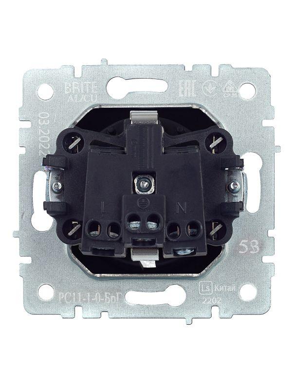  Розетка 1-м СП BRITE РС11-1-0-БрГ 16А с заземл. без защ. шторки механизм графит IEK BR-R11-16-K53 фото в каталоге от BTSprom.by