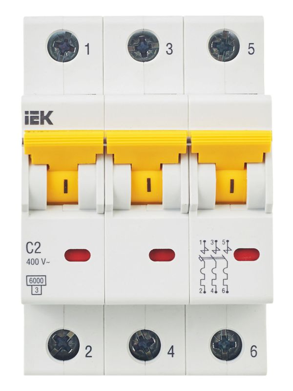  Выключатель автоматический модульный 3п C 2А 6кА ВА47-60M KARAT IEK MVA31-3-002-C фото в каталоге от BTSprom.by