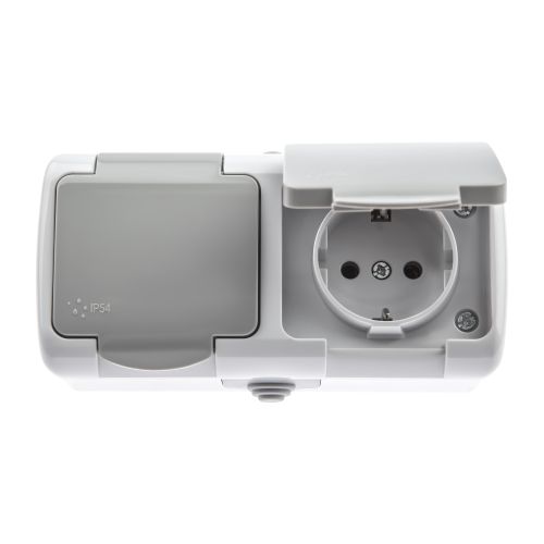  Розетка 2-м ОП 16А 250В 2P+E Schuko IP54 с заземл. Atlantic сер. 5-203-03 Intro Б0051060 фото в каталоге от BTSprom.by